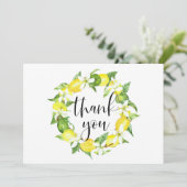 Carte De Remerciements Couronne de mariage à l'aquarelle avec citrons et  (Debout devant)