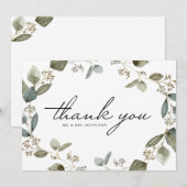 Carte De Remerciements Couronne de mariage à l'eucalyptus semencé aquarel (Devant / Derrière)