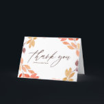 Carte De Remerciements Couronne de mariage de feuillage d'automne à l'aqu<br><div class="desc">Carte de remerciement de mariage de feuillage d'automne à l'aquarelle Envoyez vos remerciements avec cette carte de remerciement personnalisable à l'aquarelle. Elle comporte une couronne à l'aquarelle de feuilles d'automne et une guirande à l'aquarelle de feuilles et de citrouilles. Cela sera parfait pour les mariages d'automne, les remerciements et autres...</div>