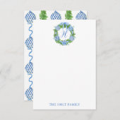 Carte De Remerciements Couronne de monogramme de chinoiserie à l'aquarell (Devant / Derrière)