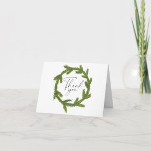 Carte De Remerciements Couronne de Noël à l'aquarelle élégant hiver