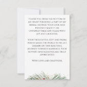 Carte De Remerciements Couronne de pins enneigés baies rouges d'hiver (Dos)