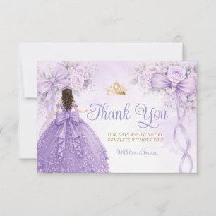 Carte De Remerciements Couronne de Quinceañera Fille Ruban à Arc Floral L