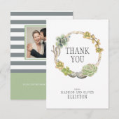 Carte De Remerciements Couronne de succulents, de brindilles et de pierre (Devant / Derrière)