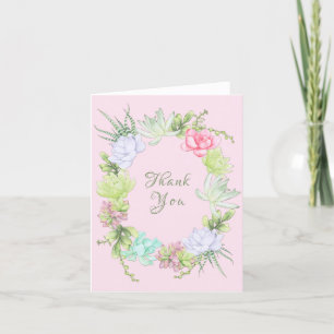 Carte De Remerciements Couronne de verdure succulente pour la douche de m
