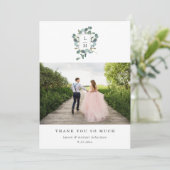 Carte De Remerciements Couronne d'eucalyptus | Photo de mariage à l'aquar (Debout devant)