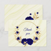 Carte De Remerciements couronne d'or bleu royal (Devant / Derrière)