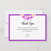 Carte De Remerciements Couronne florale aquarelle tropicale (Dos)