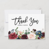 Carte De Remerciements Couronne florale automnale à l'aquarelle Boho (Devant)