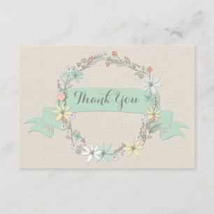 Carte De Remerciements Couronne florale chic et bannière de remerciement