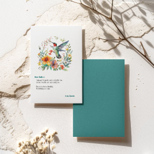 Carte De Remerciements Couronne florale de colibris