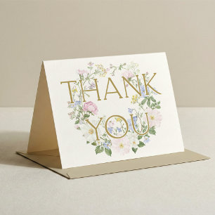 Carte De Remerciements Couronne florale de jardin pastel Mariage Shower d