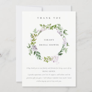Carte De Remerciements Couronne florale de lilas pour jardin de cottage e