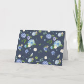 Carte De Remerciements Couronne florale de mariage aux hortensias bleus à (Dos)