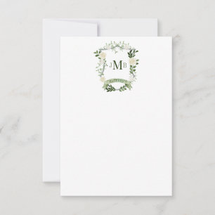 Carte De Remerciements Couronne Florale Élégante Mariage