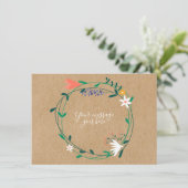 Carte De Remerciements Couronne florale printanière fraîche rustique (Debout devant)