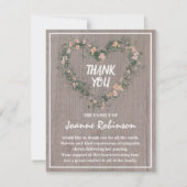 Carte De Remerciements Couronne florale rustique | Funérailles (Devant)