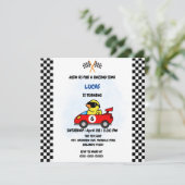 Carte De Remerciements Course de canard d'anniversaire voiture garçon rou (Debout devant)