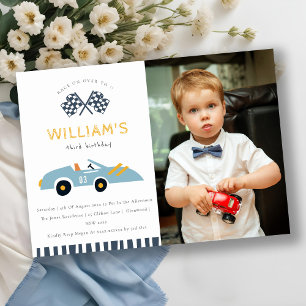 Carte De Remerciements Course sur plus de RaceCar photo n'importe quel âg