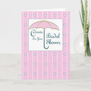 Carte De Remerciements Cousine, parapluie rose pour l'enterrement de vie 