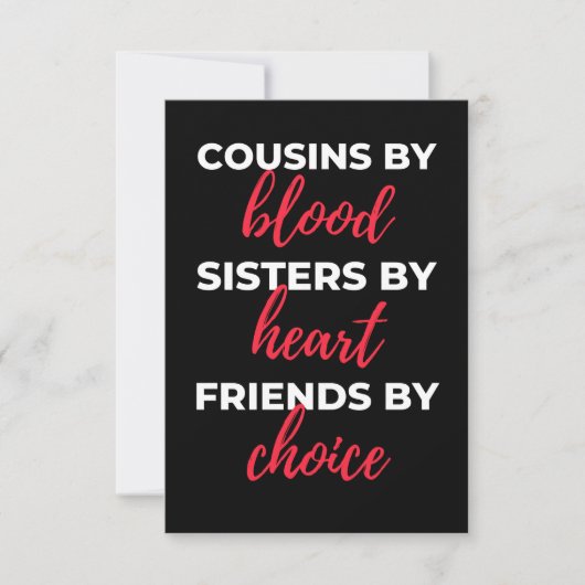 Carte De Remerciements Cousins By Blood Sisters (Devant)