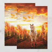 Carte De Remerciements Coussin de chevaux au coucher du soleil (Devant / Derrière)