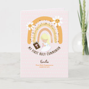 Carte De Remerciements Coutume Première Sainte Communion Cute Blonde Coif
