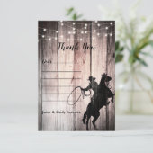 Carte De Remerciements Cow-boy Rustic Wood Barn Country Wild West (Debout devant)