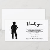 Carte De Remerciements Cowboy noir et blanc Funérailles commémoratives La (Devant / Derrière)