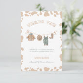 Carte De Remerciements Cowboy Western Light Brown Baby shower garçon (Debout devant)