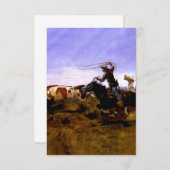 Carte De Remerciements "Cowboys Roping a Steer" par Charles M Russell (Devant / Derrière)
