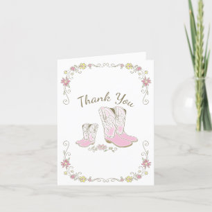 Carte De Remerciements Cowgirl Baby shower Pays Western Rose Girl