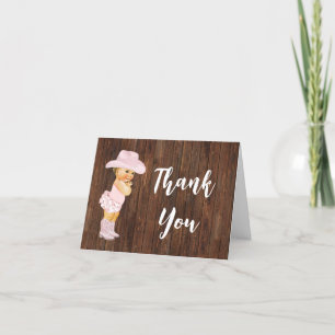 Carte de remerciements Cowgirl Baby shower rose