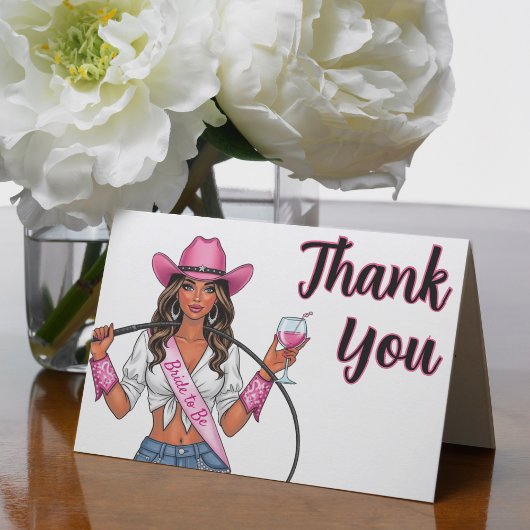 Carte De Remerciements Cowgirl Bachelorette Party Whihid Wine & Wild Time