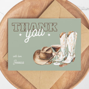 Carte De Remerciements Cowgirl occidentale Vert Dirty Thirty 30e Annivers