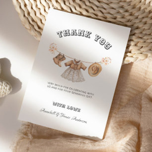 Carte De Remerciements Cowgirl Western Country Baby shower