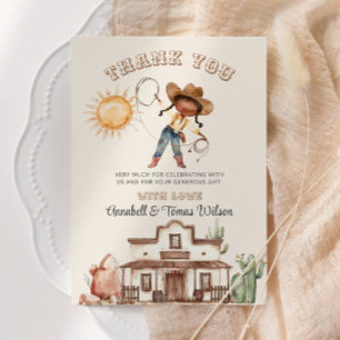 Carte De Remerciements Cowgirl Western Girl Ranch Baby shower Cactus