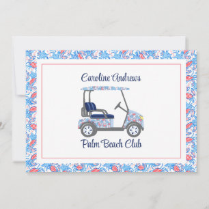 Carte De Remerciements Crabe Préppy Chariot de Golf Palm Beach