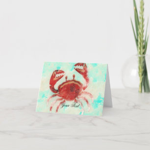 Carte De Remerciements Crabe Rouge Élégante Plage Engagement Remerciement