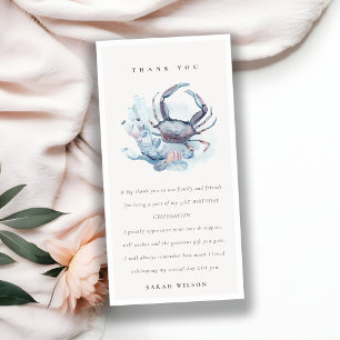 Carte De Remerciements Crabe sous-marin corail nautique anniversaire tout