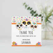 Carte De Remerciements Crâne à sucre Dia de La Muerte Halloween Anniversa (Debout devant)