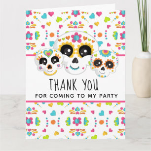 Carte De Remerciements Crâne de Sucre Dia de La Muerte Anniversaire Hallo