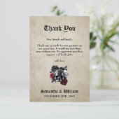 Carte De Remerciements Crâne floral rustique Élégant Mariage Halloween (Debout devant)