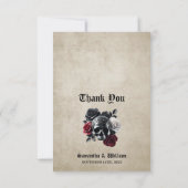 Carte De Remerciements Crâne floral rustique Élégant Mariage Halloween (Dos)