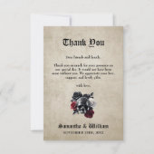 Carte De Remerciements Crâne floral Rustique Photo Halloween Mariage (Devant)