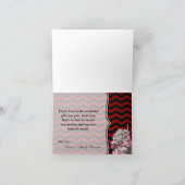 Carte De Remerciements Crâne plié Rose goth Chevron noir (Intérieur)