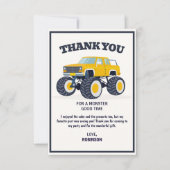 Carte De Remerciements Crash Smash - Jaune moderne Monster Camion Anniver (Devant)