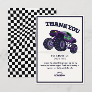 Carte De Remerciements Crash Smash - Moderne Purple Monster Camion Annive