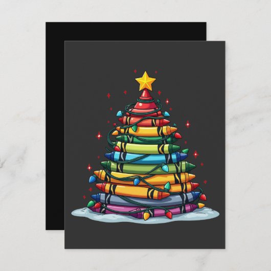 Carte De Remerciements Crayon Noël Arbre Enseignant Noël Étudiant Noël (Devant / Derrière)