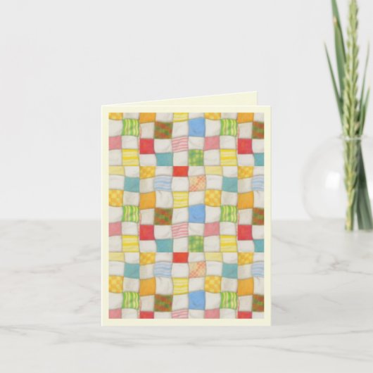 CARTE DE REMERCIEMENTS CRAZY QUILT / Crème (Devant)